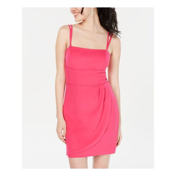 TEEZE ME Dresses & Skirts - TEEZE ME Womens Sheath Mini Dress Pink Spaghetti Strap Party Juniors 9\10